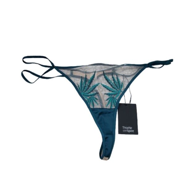 Thistle And Spire Brooklyn Haze Thong Sheer Emerald Biscotti Green Plus Size 2X - Picture 2 of 5